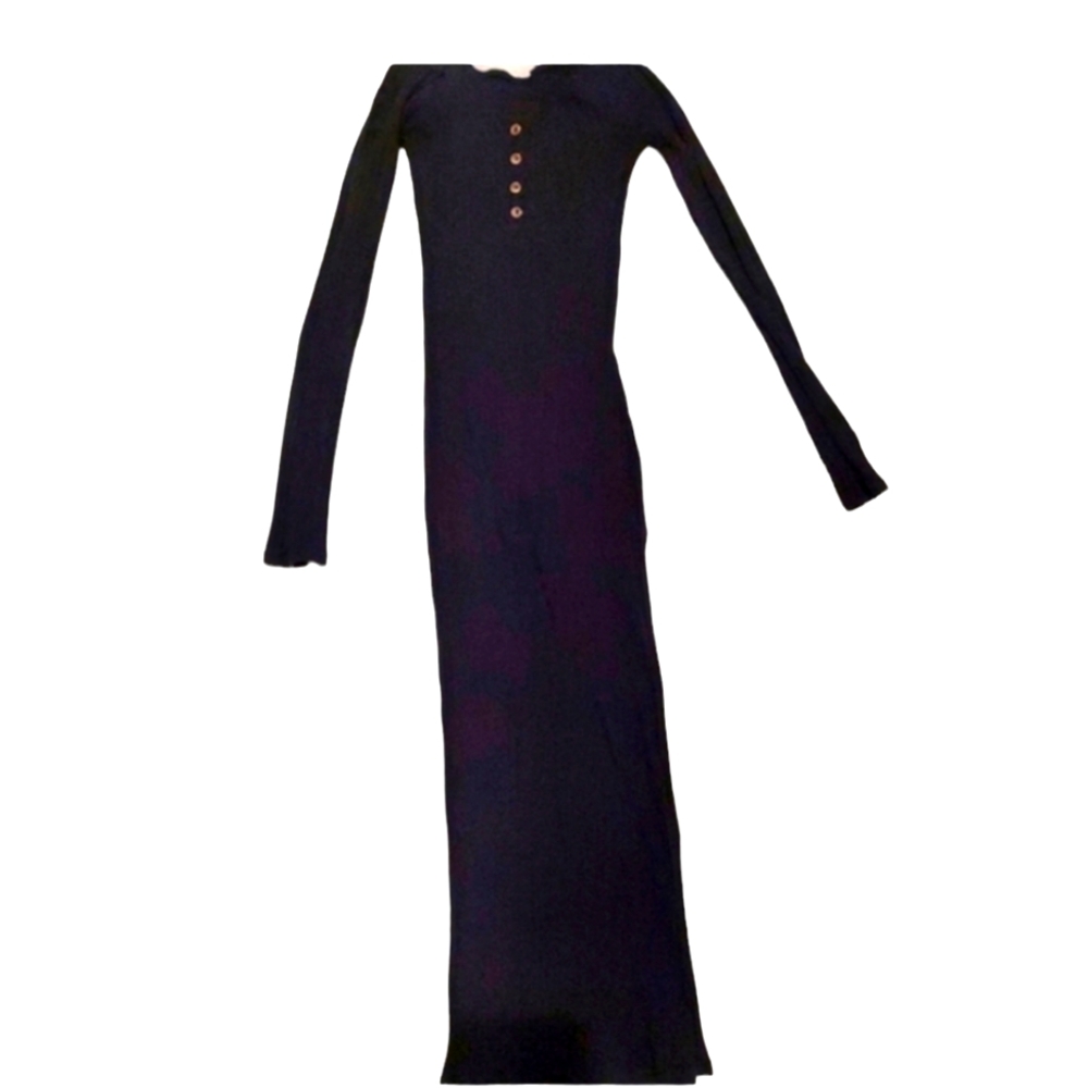 Black Long Sleeve Midi Dress